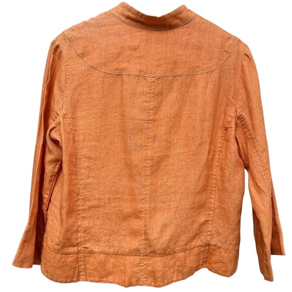 CHICO'S 100% Linen Jacket Size 8 (Chicos 1) Orange Womens Light Blazer - Picture 5 of 9